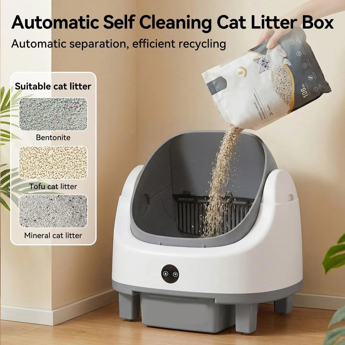 Nordivale Automatic Self Cleaning Cat Litter Box With Odor Control