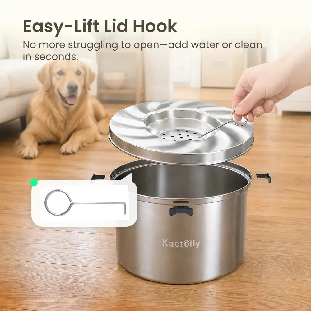 Kactoily Stainless Steel No Spill Dog Water Bowl Floating Disk