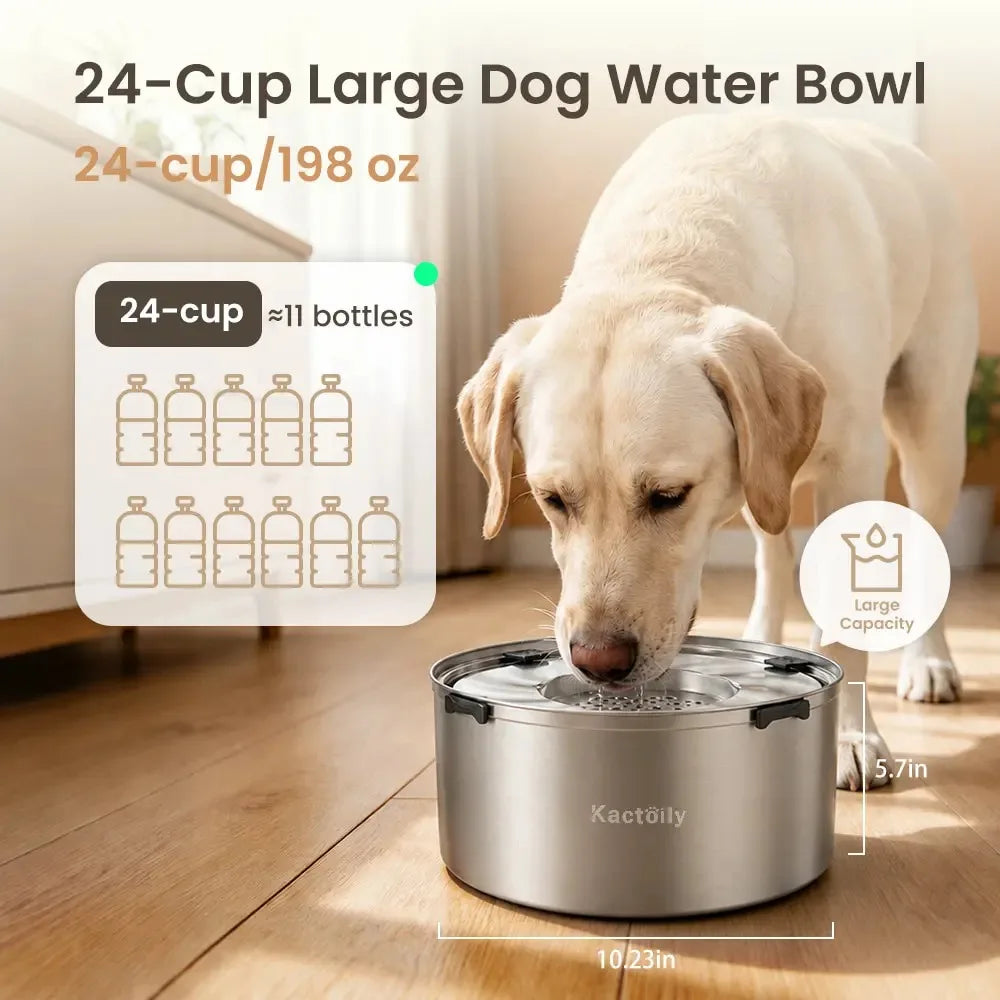Kactoily Stainless Steel No Spill Dog Water Bowl Floating Disk