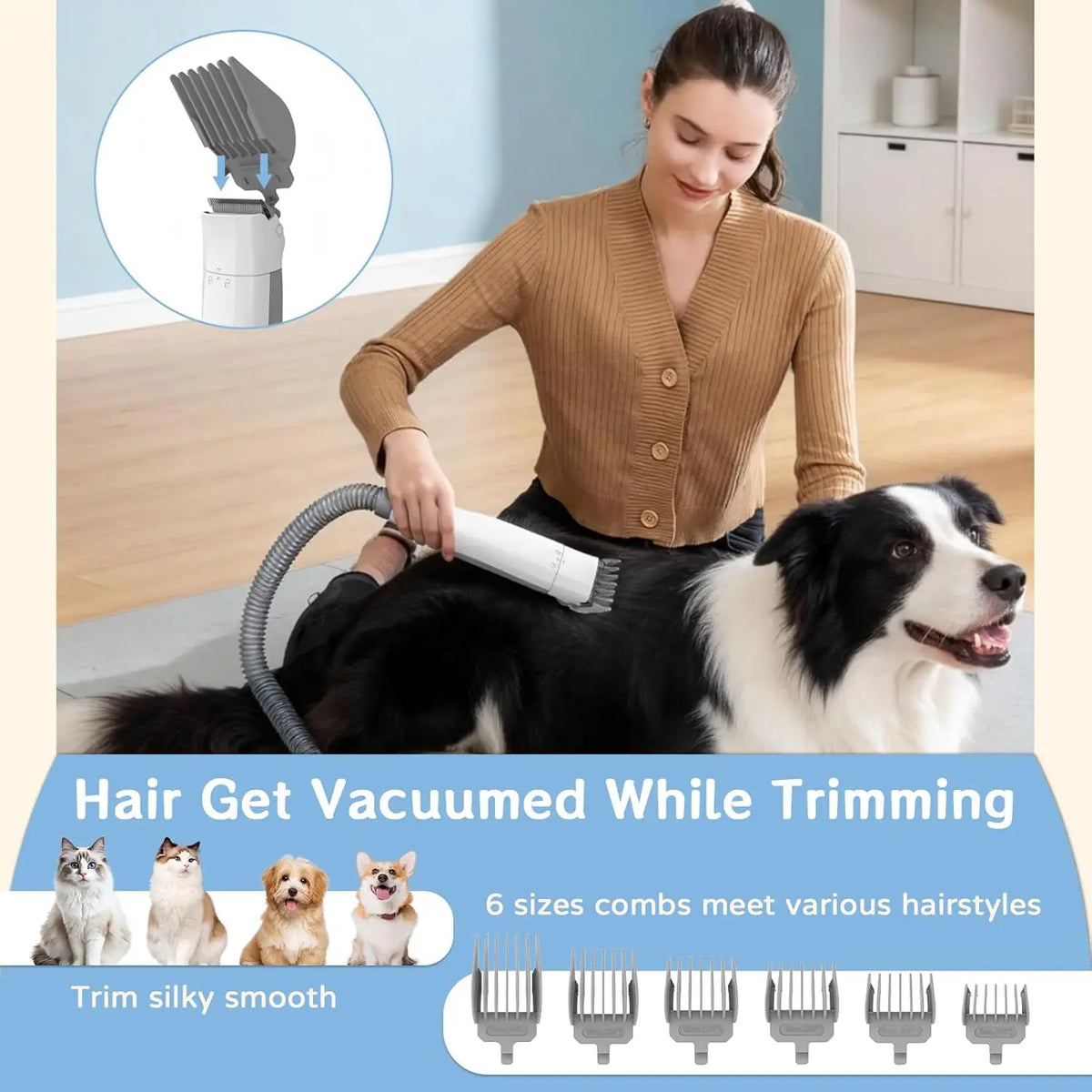 Electric Dog Grooming Vacuum Trimmer Kit For Dogs And Cats