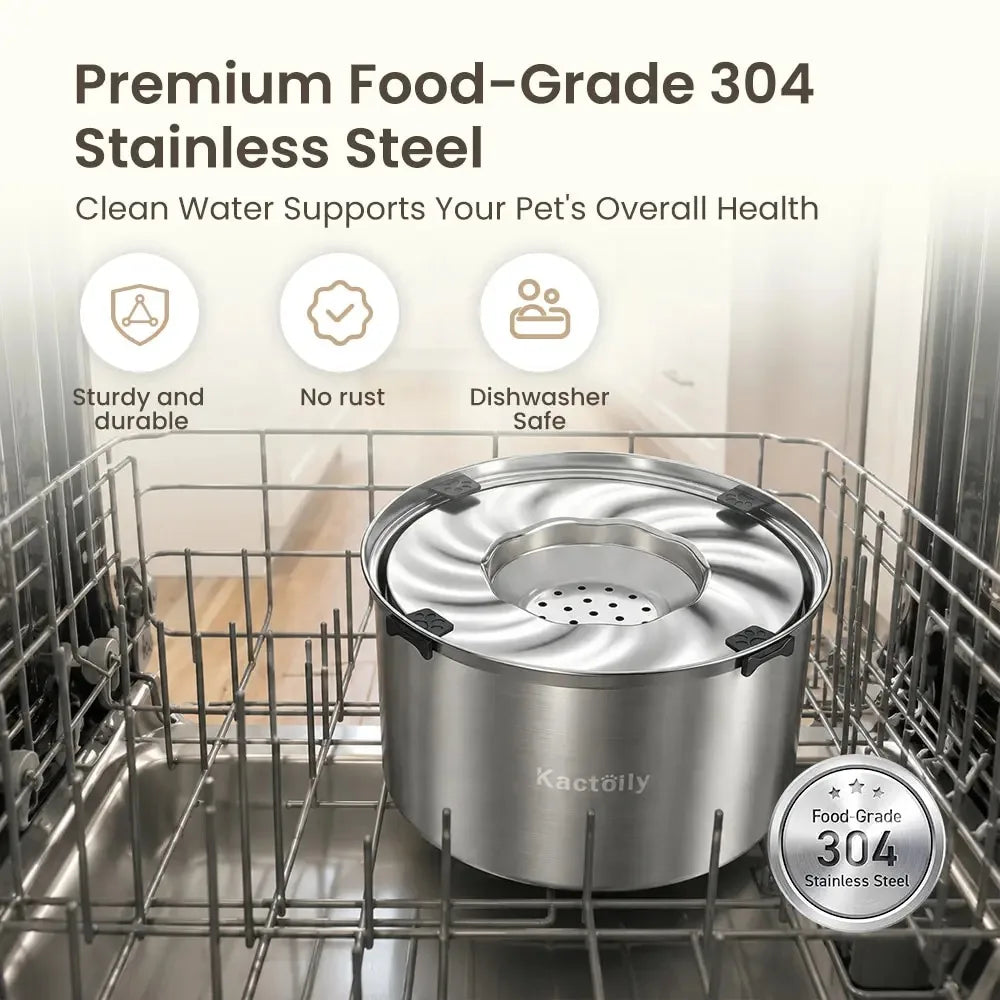 Kactoily Stainless Steel No Spill Dog Water Bowl Floating Disk