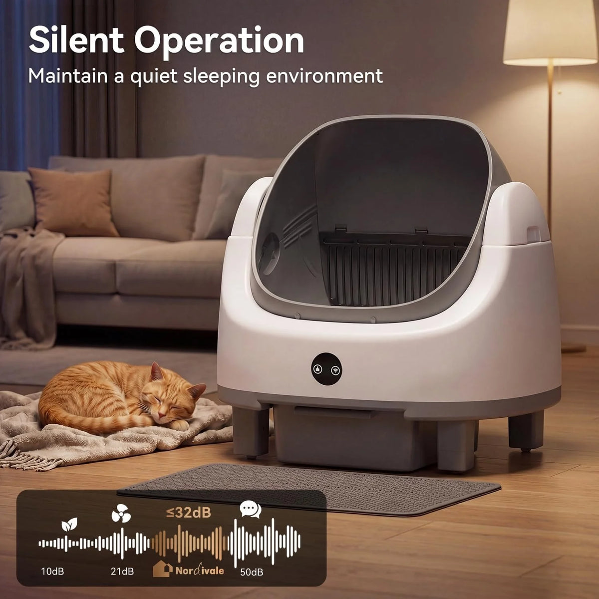 Nordivale Automatic Self Cleaning Cat Litter Box With Odor Control