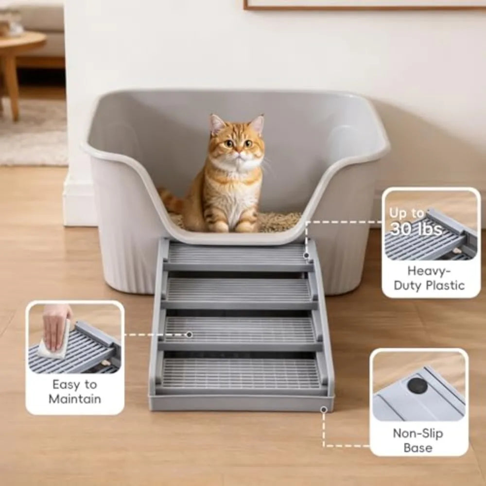 Adjustable Elevated Cat Litter Box Step With Filter Function