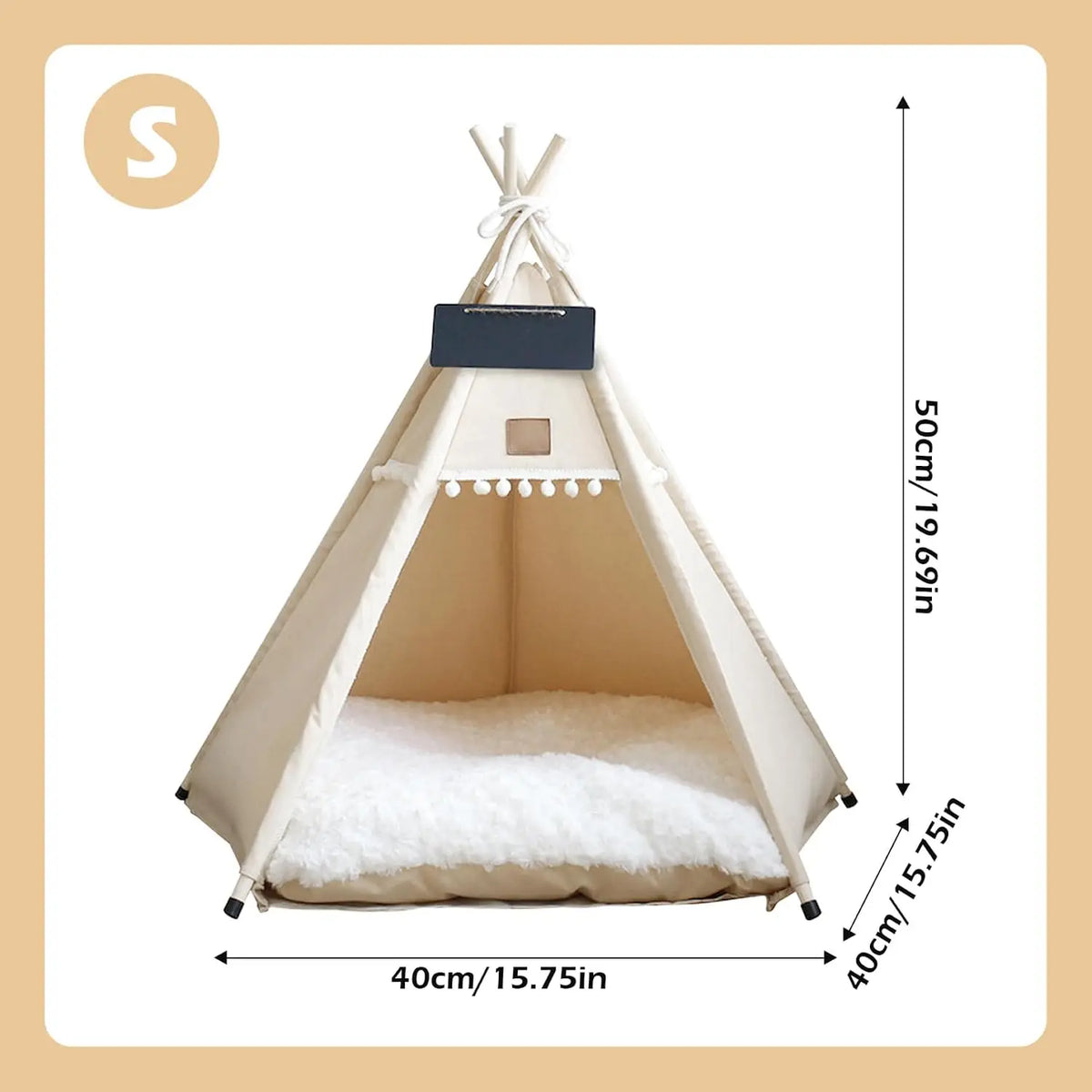 Portable Indoor Dog And Cat Teepee Tent With Washable Canvas Cover