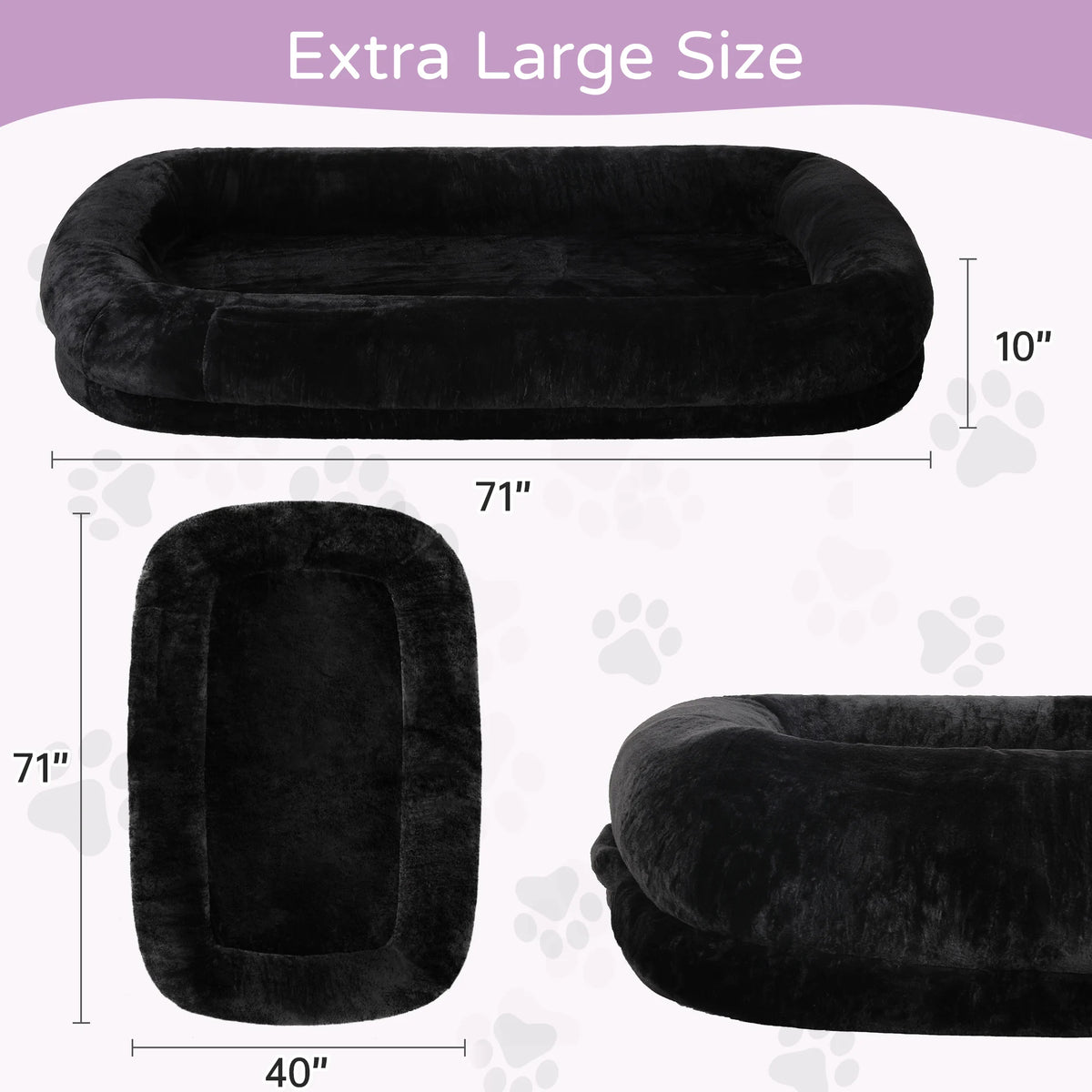 Spacious Human Dog Bed With Orthopedic Faux Fur Removable Cover