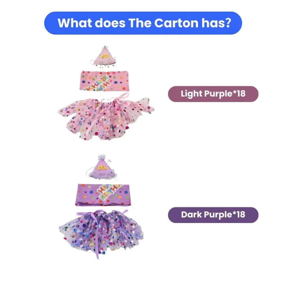 Pet Birthday Party Costume Set 3Pcs Tutu Skirt Hat Bandana