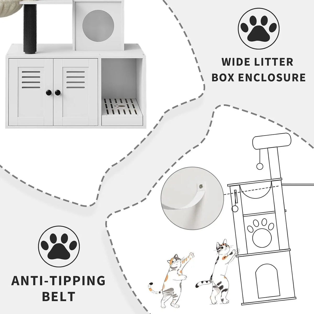 Garvee Indoor Cat Tree Tower With Hidden Litter Cabinet