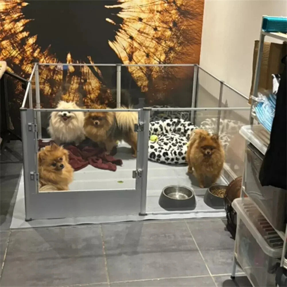 Borwart Acrylic Dog Playpen Transparent Indoor Pet Enclosure