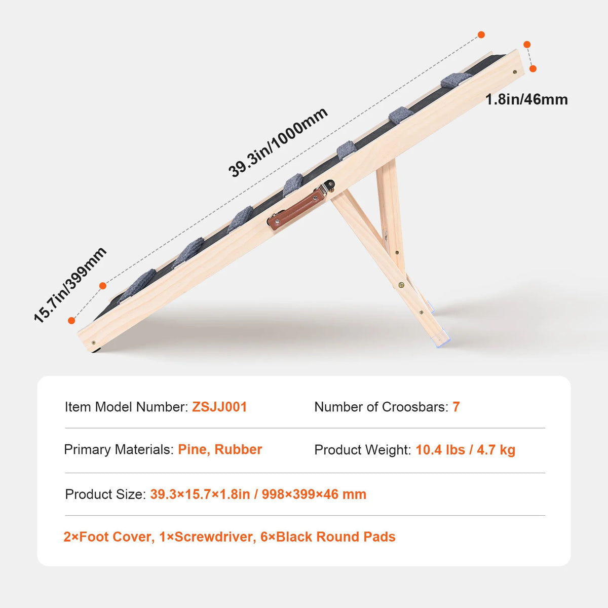 SucceBuy Adjustable Folding Wooden Dog Ramp With Anti Slip Design