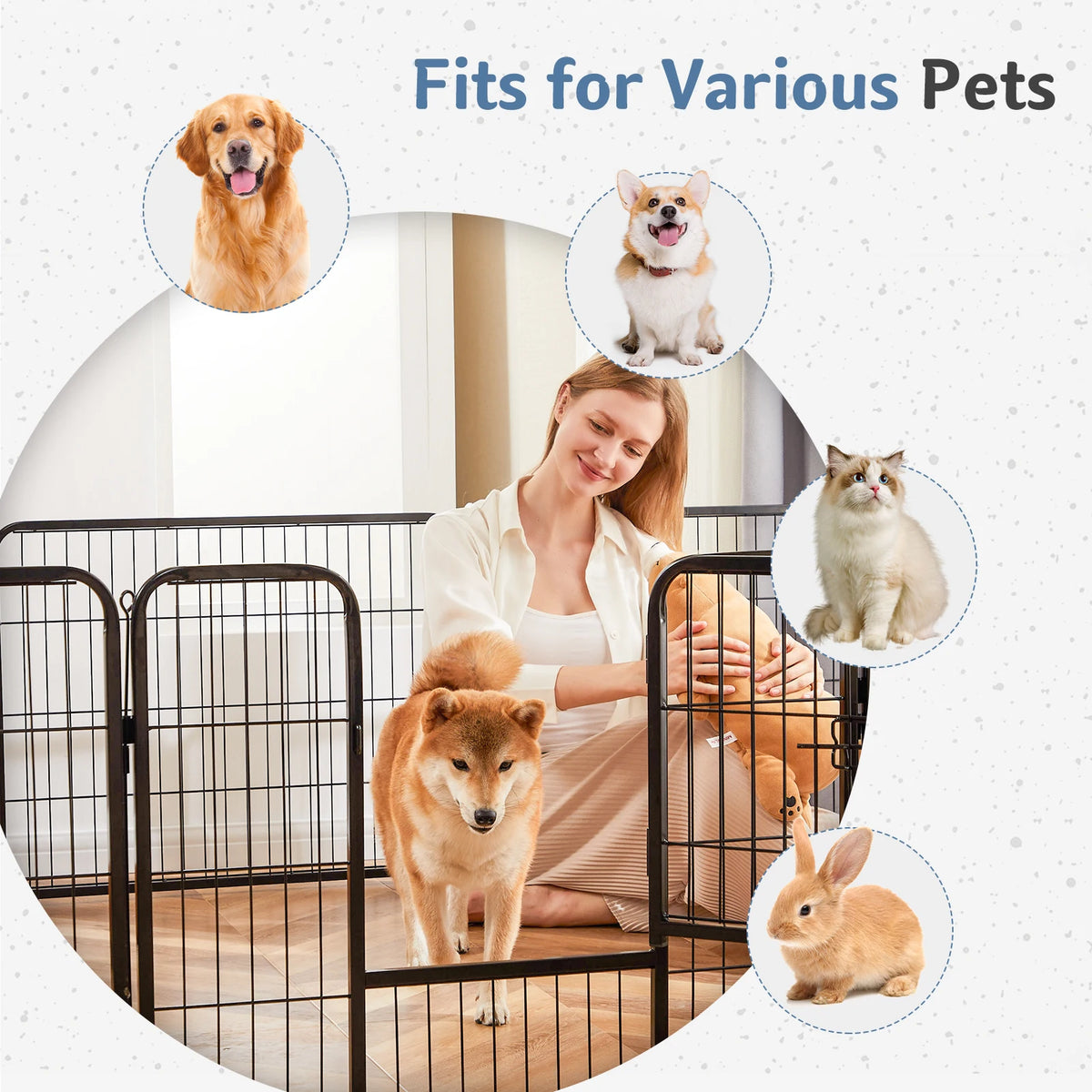 JHK Foldable Metal Dog Playpen Heavy Duty Pet Fence