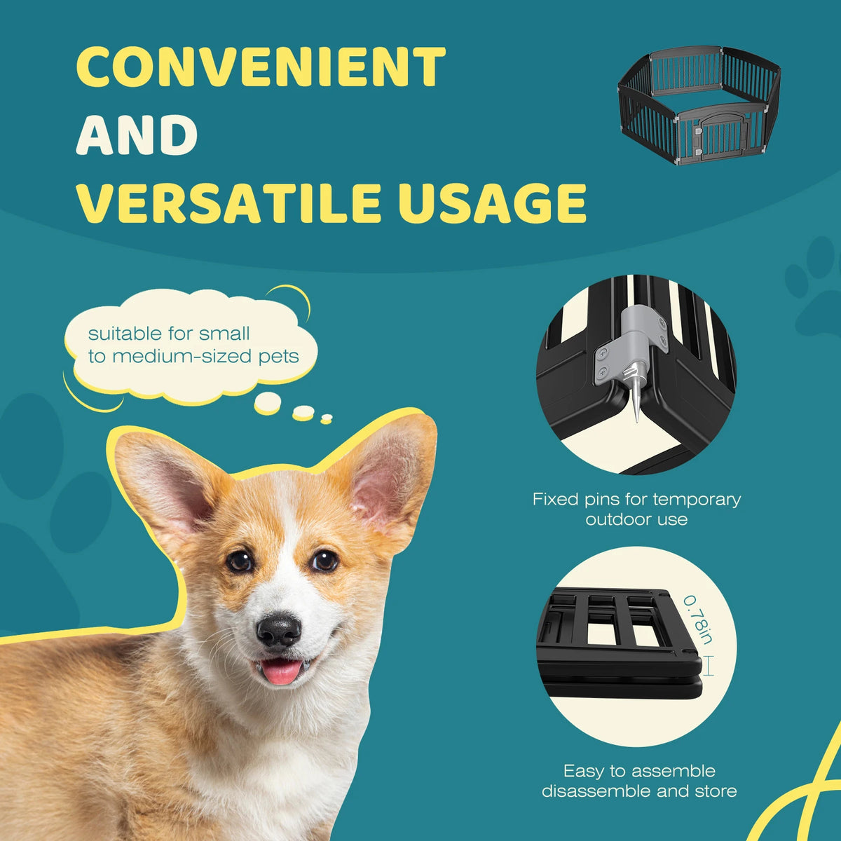 JHK Plastic Expandable 6-Panel Dog Fence for Medium Pets