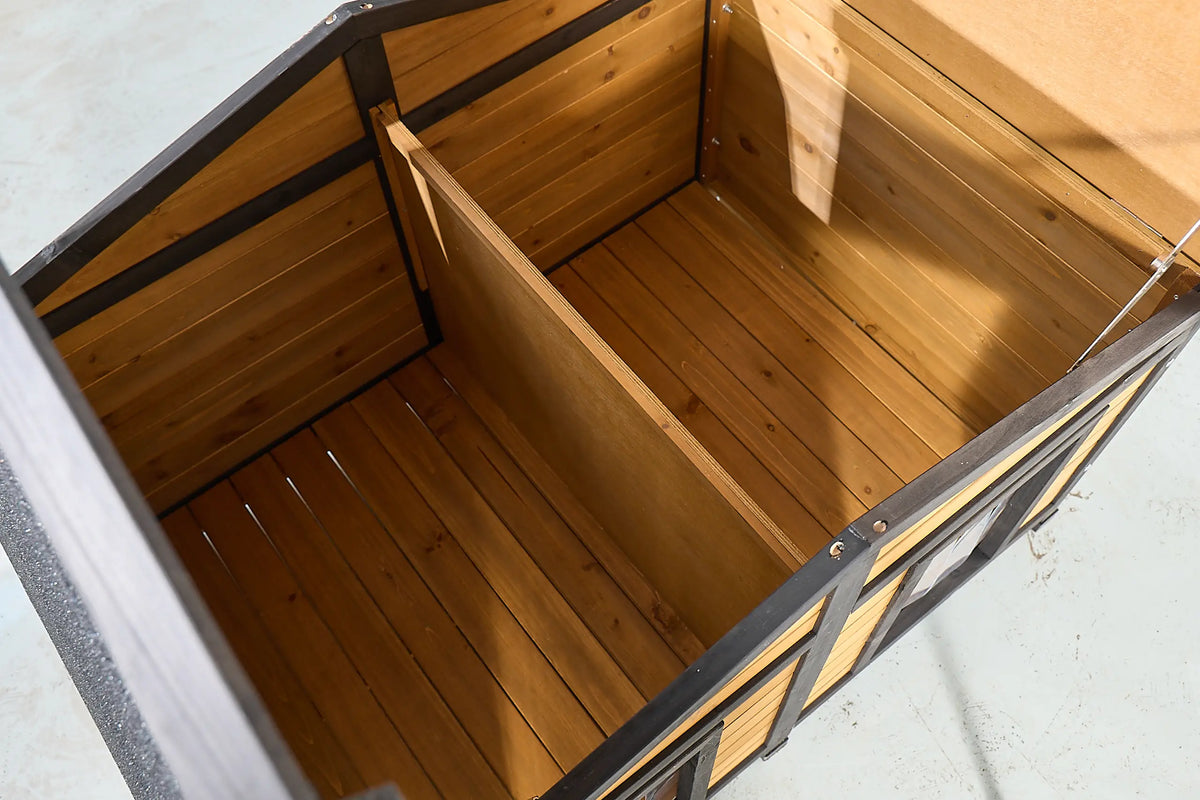 Natural Wood Double Door Outdoor Waterproof Dog House