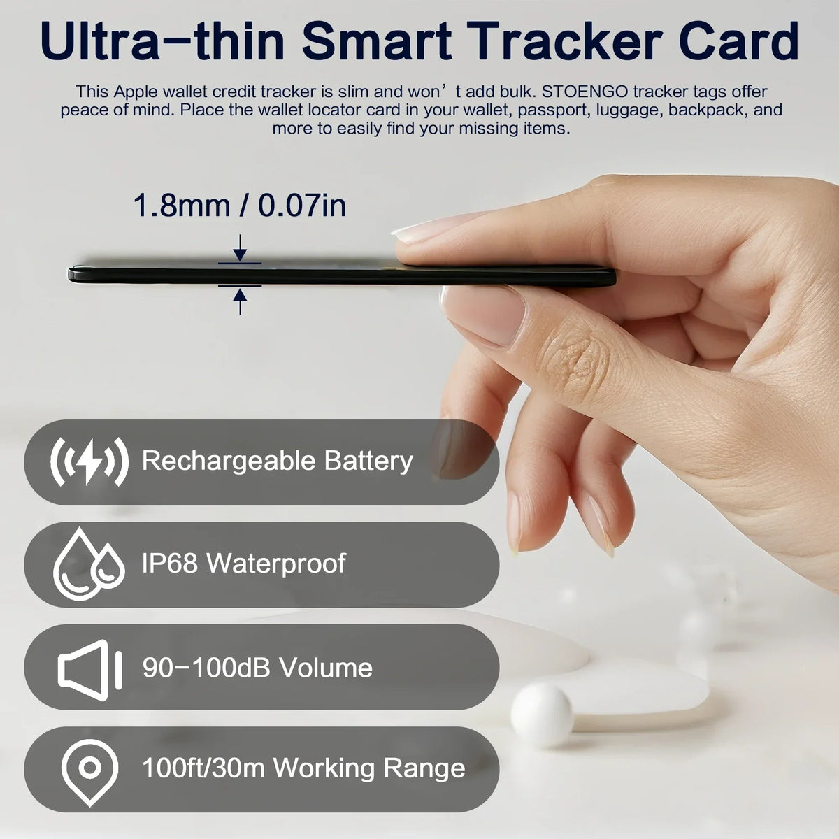 Stonego Rechargeable Bluetooth Tracker For Pets And Keys