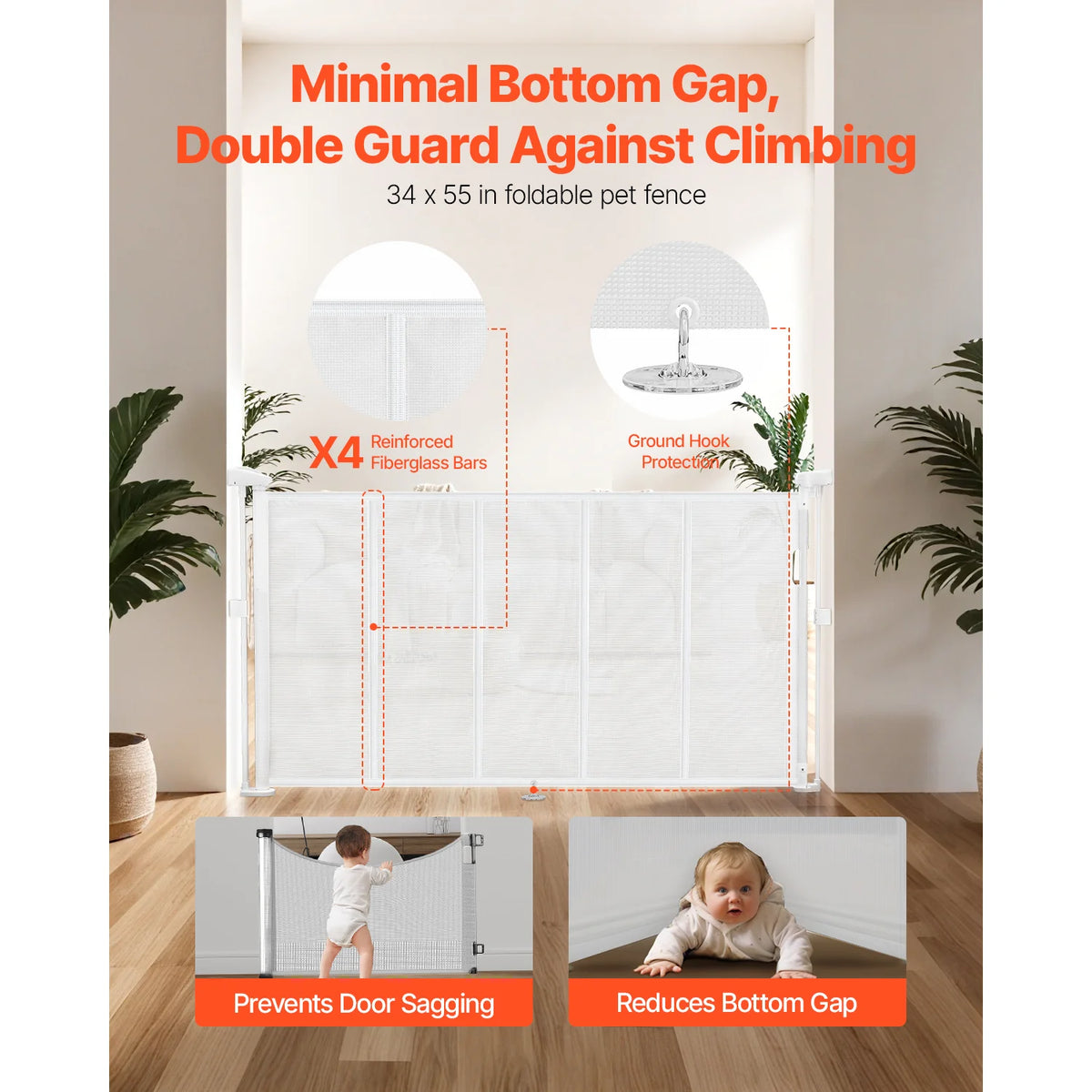 SucceBuy Retractable Pet And Baby Safety Gate For Home Stairs