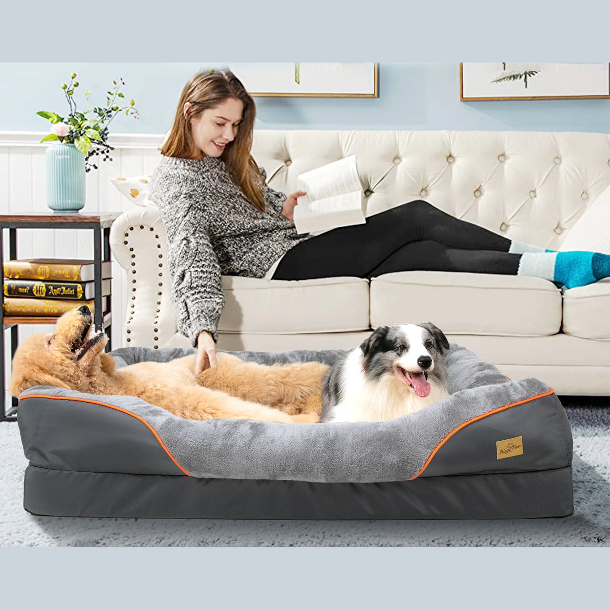 Bingopaw Waterproof Fleece Dog Bed With Removable Washable Cover