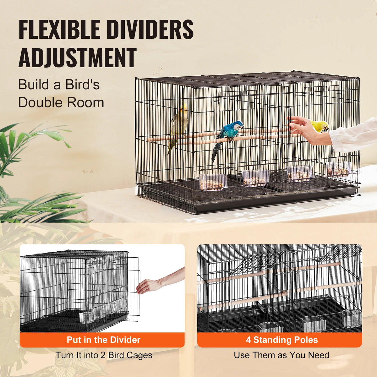 SucceBuy Stackable Bird Cage With Secure Door And Perches