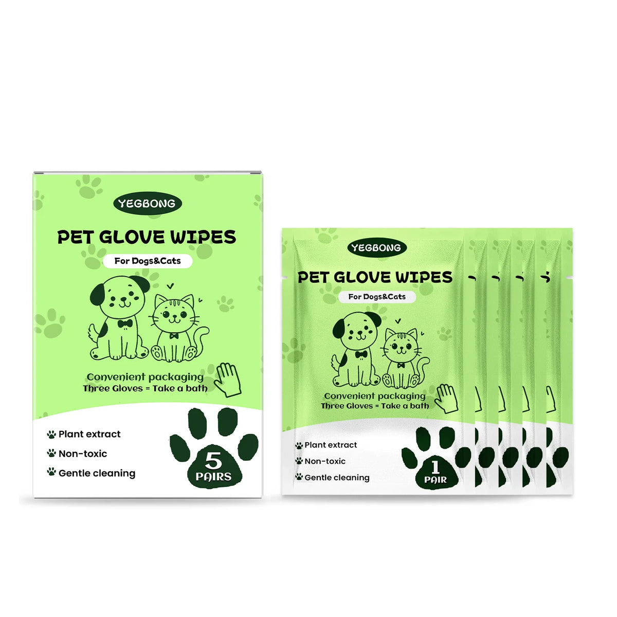 Disposable Pet Glove Wipes For Cleaning Dog And Cat Fur