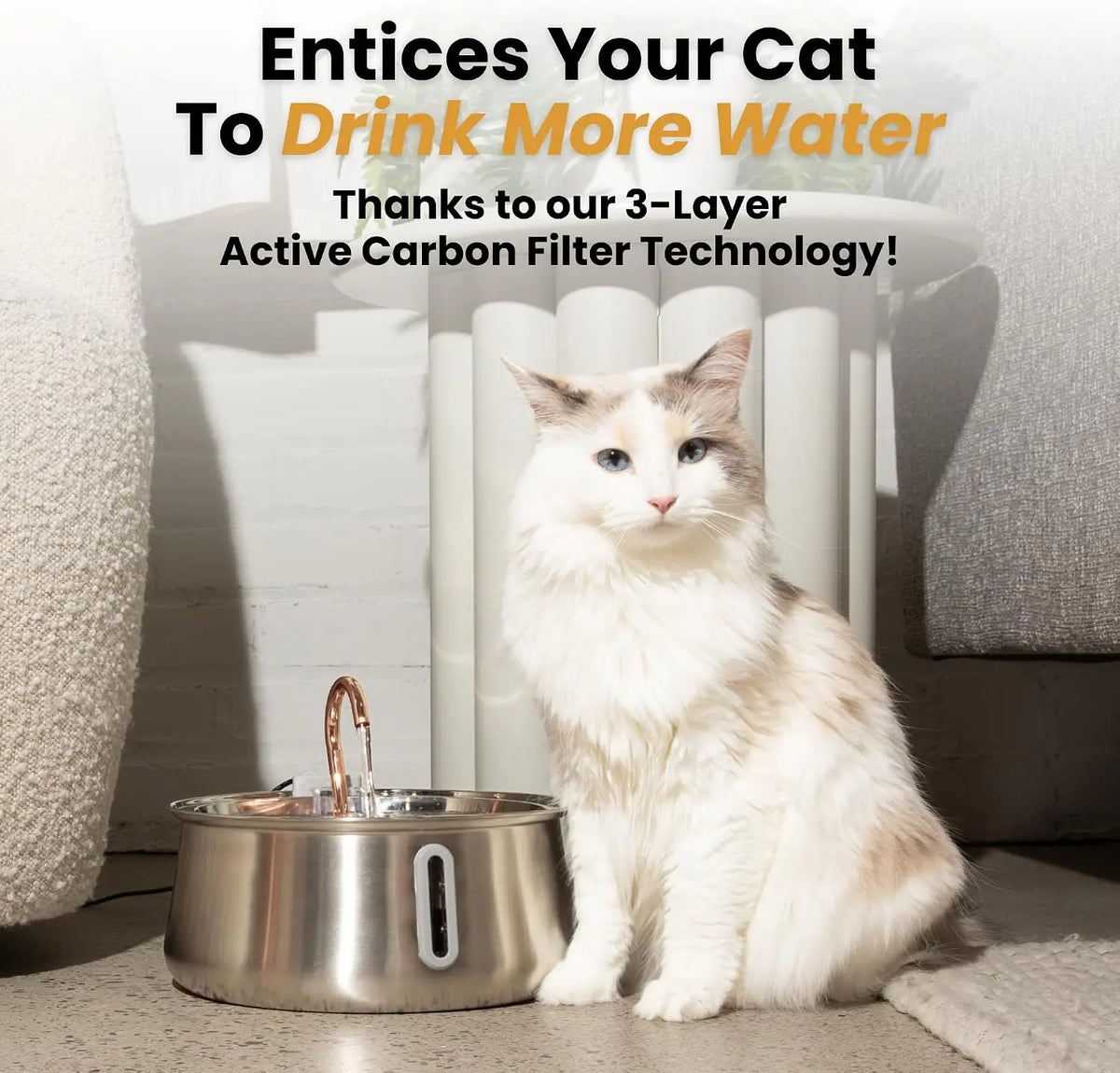 KittySpout Wireless Stainless Steel Cat Pet Drinking Water Fountain