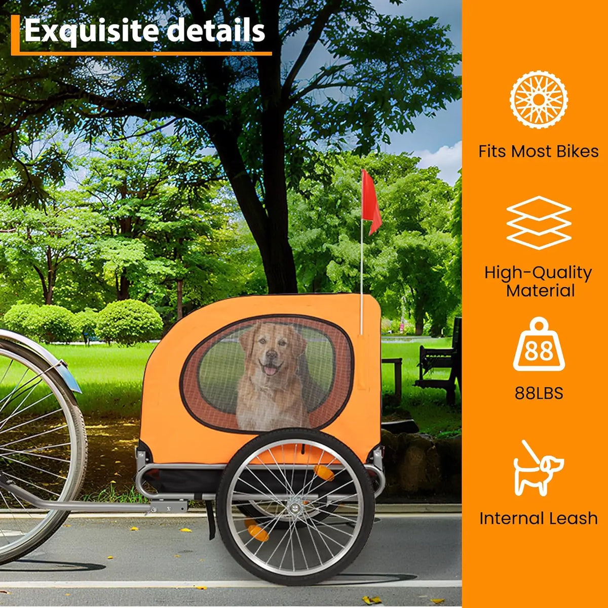 Twister Ck Premium Foldable Dog Bike Trailer With Sturdy Frame
