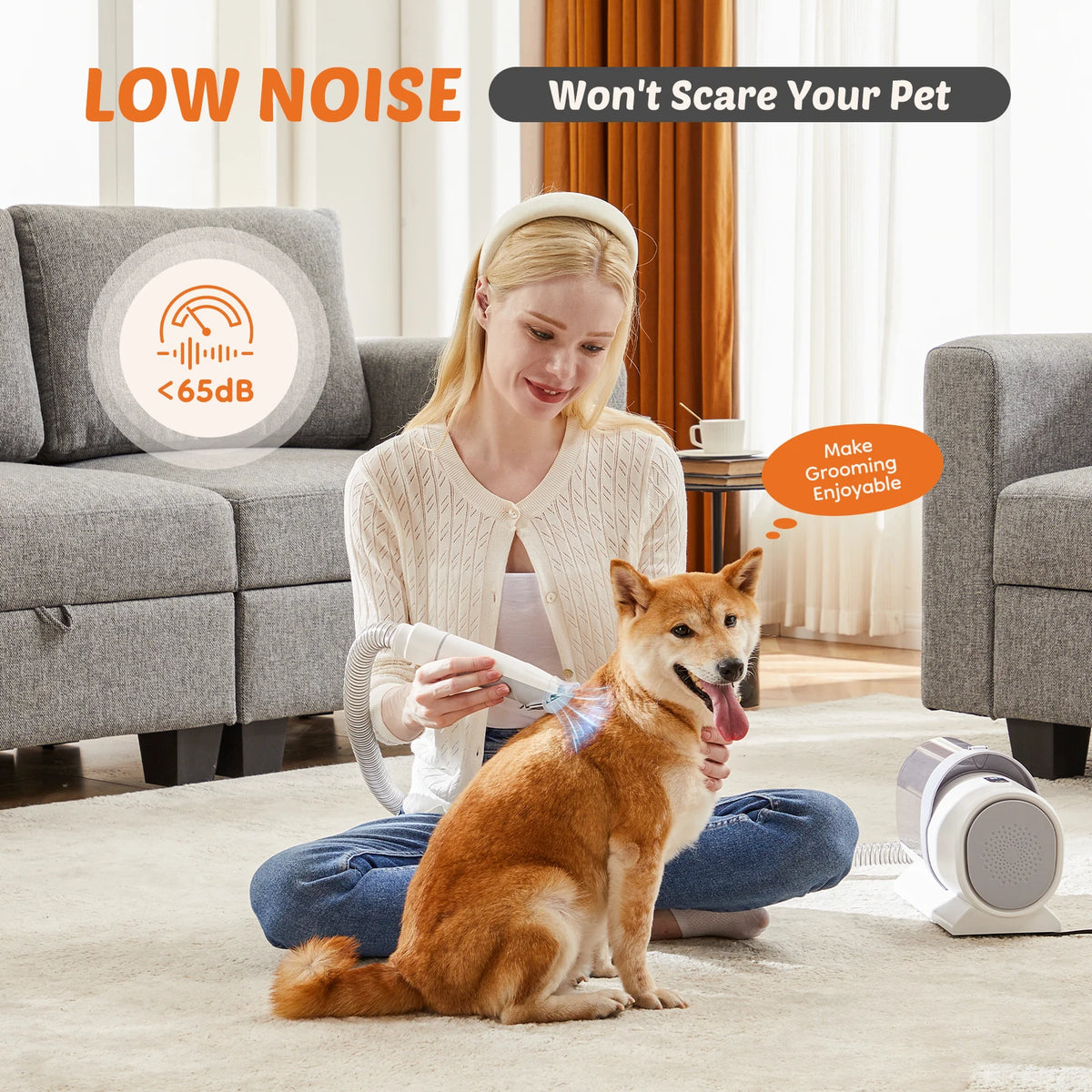 Professional Cordless Pet Grooming Vacuum Kit With Trimmer Accessories