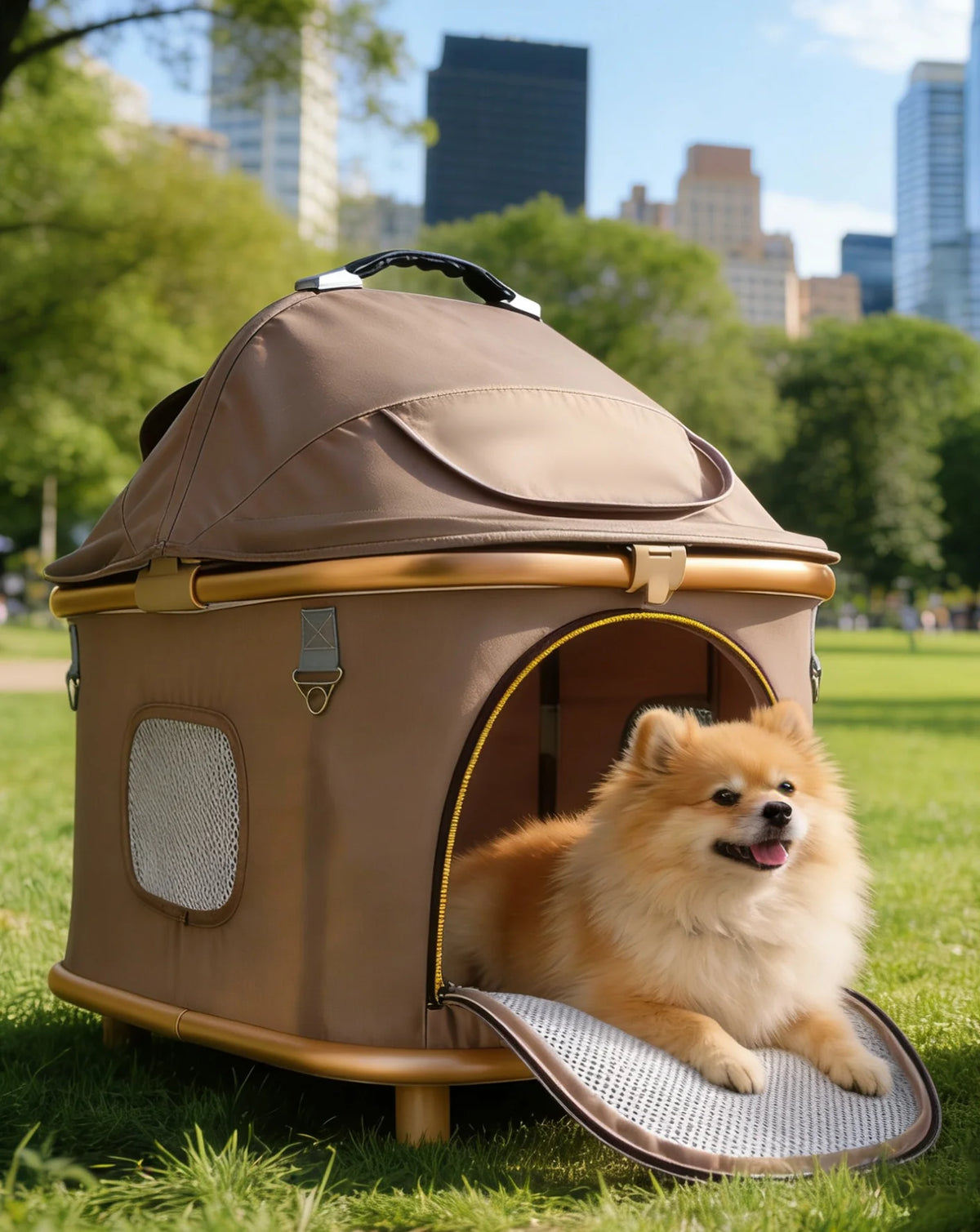 Premium Pet Stroller For Dogs And Cats With Mesh Canopy