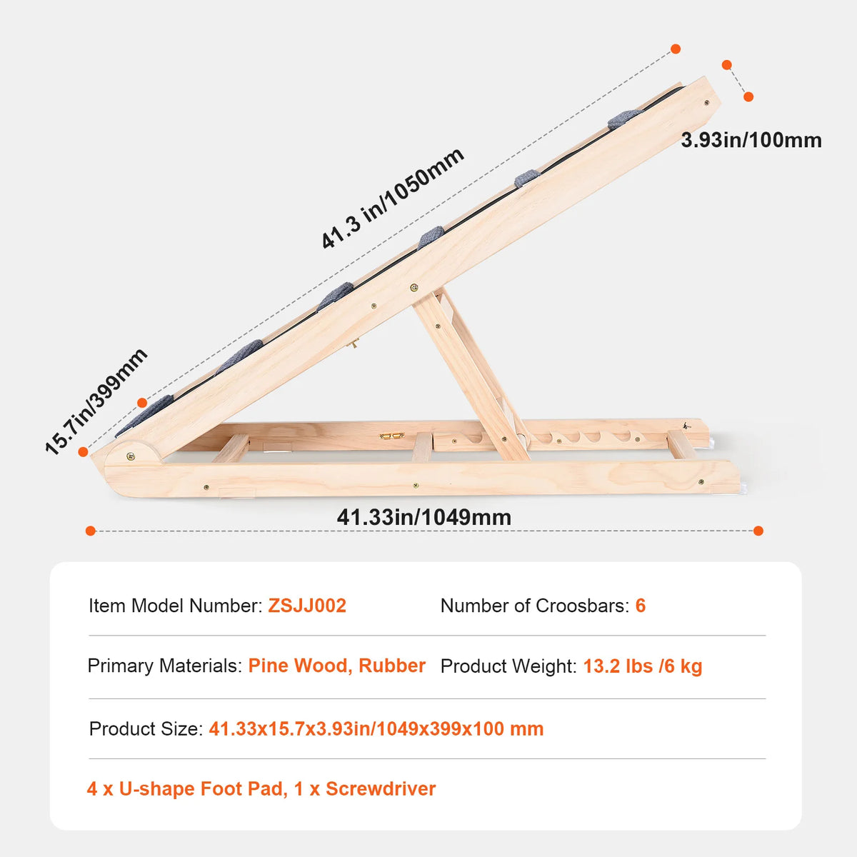 SucceBuy Adjustable Folding Wooden Dog Ramp With Anti Slip Design