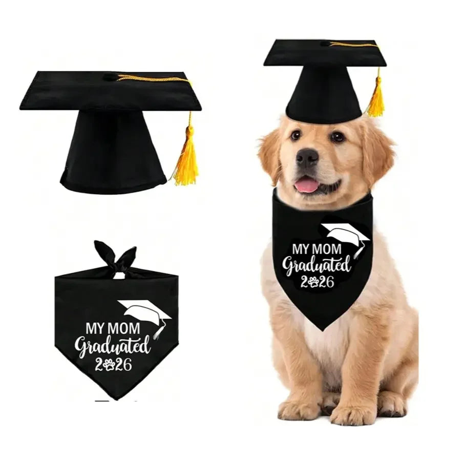Adjustable Pet Graduation Hat Set With Fringe For Pets