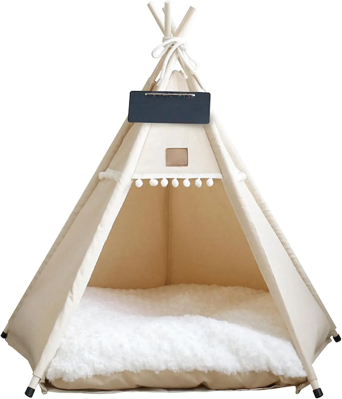 Portable Indoor Dog And Cat Teepee Tent With Washable Canvas Cover