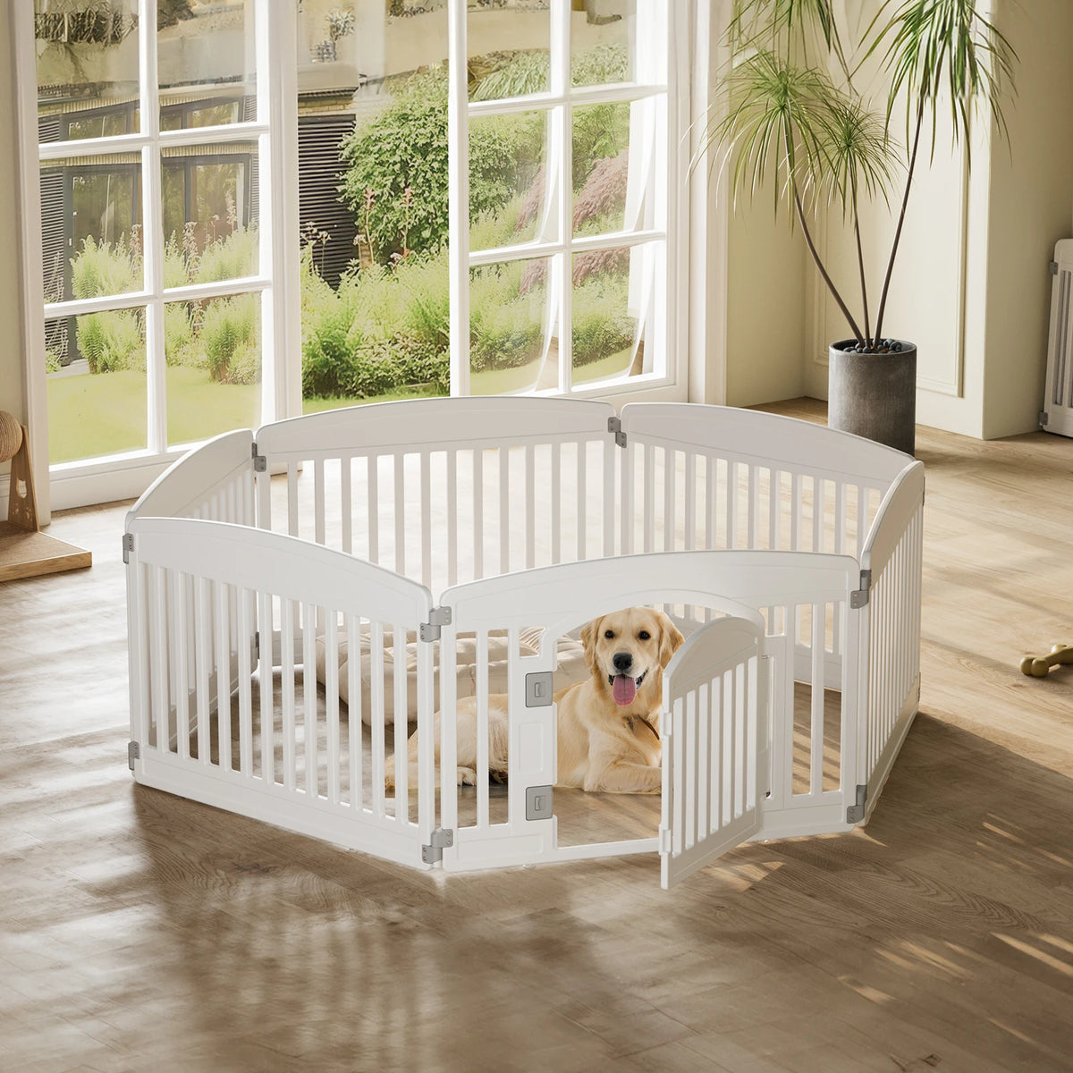 JHK Plastic Expandable 6-Panel Dog Fence for Medium Pets