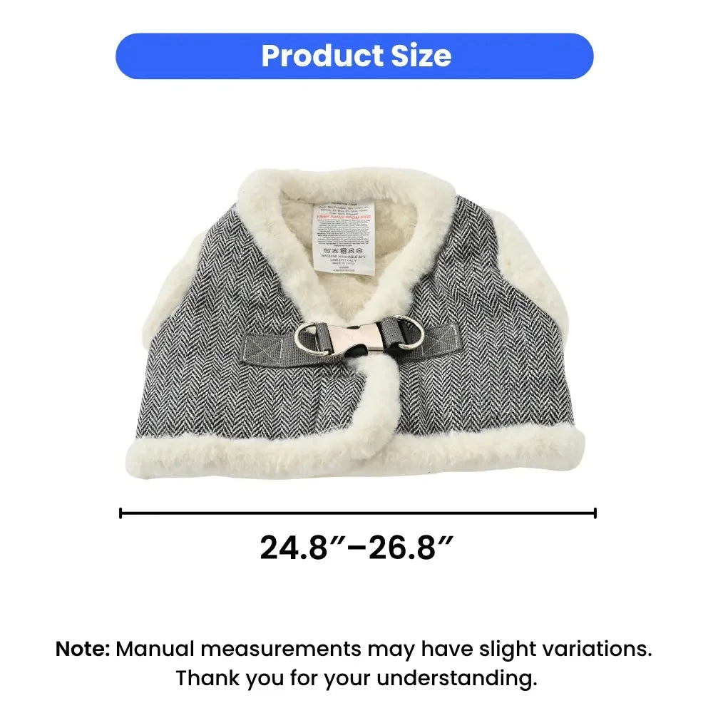 Winter Fleece Lined Dog Harness Vest With Metal Buckle