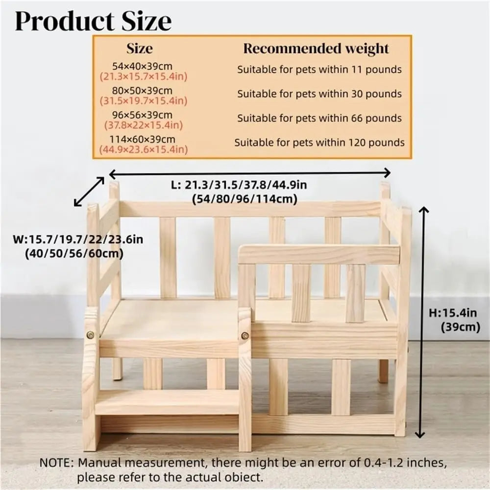 Raised Dog Bed With Solid Wood Frame And Removable Cushion