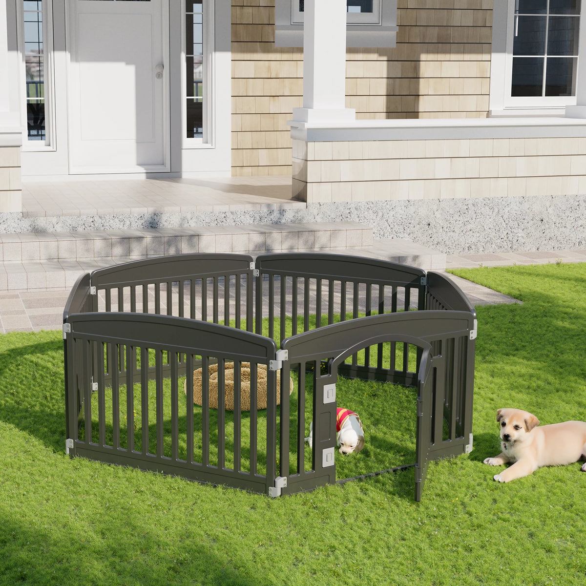 JHK Plastic Expandable 6-Panel Dog Fence for Medium Pets