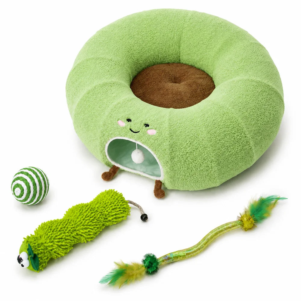 Convertible Cat Tunnel Bed With Removable Cushion And Play Tunnel