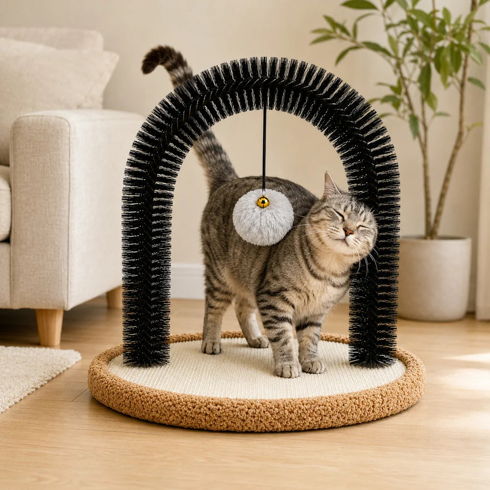 Cat Self Groomer Arch With Sisal Base And Hanging Ball