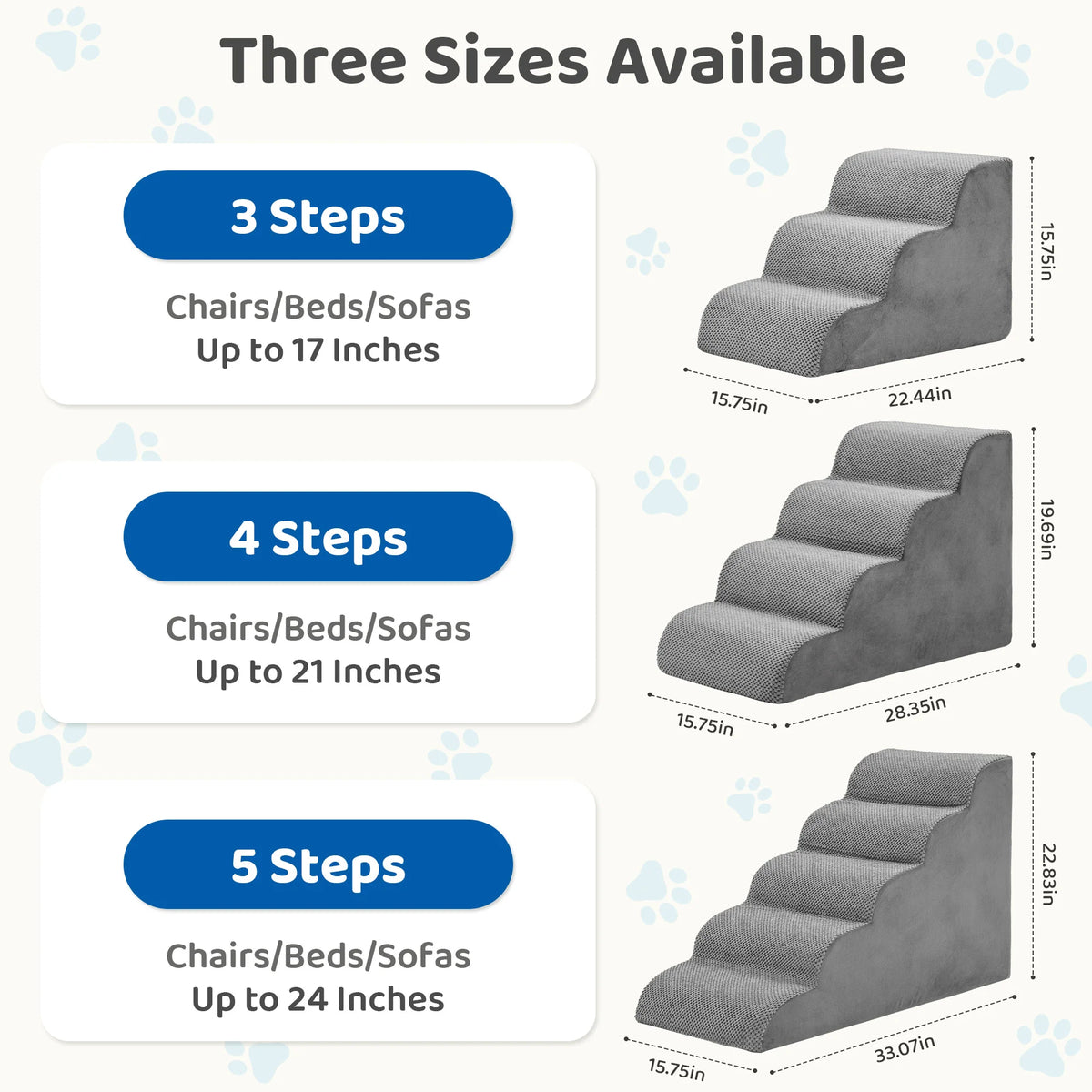 High Density Foam Dog Stairs Featuring Curved Non Slip Steps
