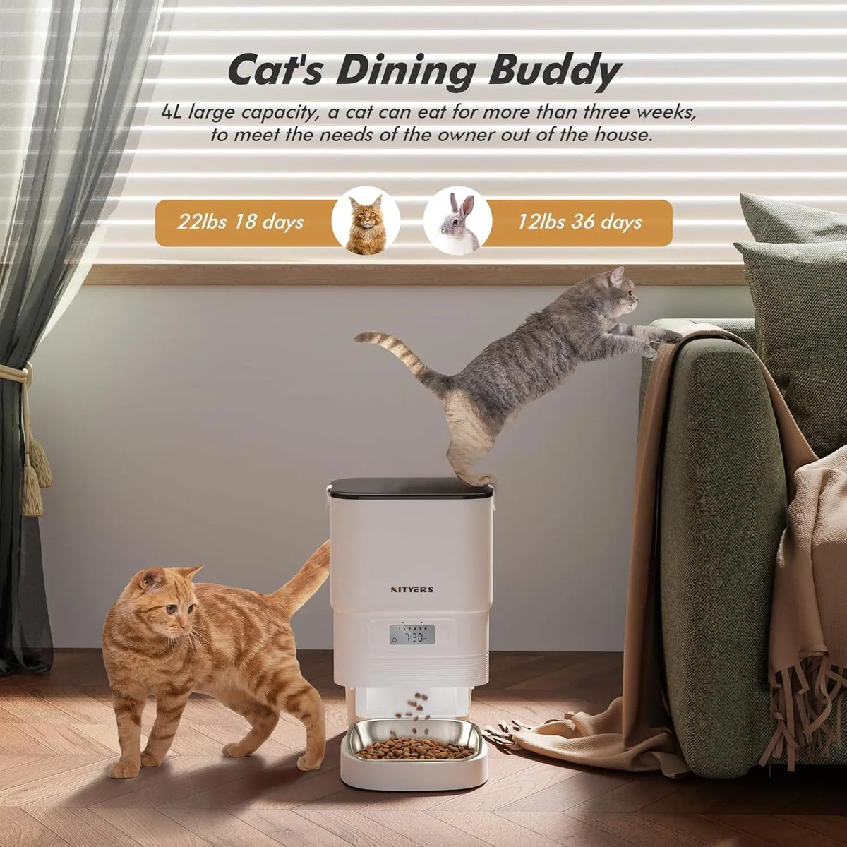 Nityers Automatic Pet Feeder With Stainless Steel And Voice Recorder