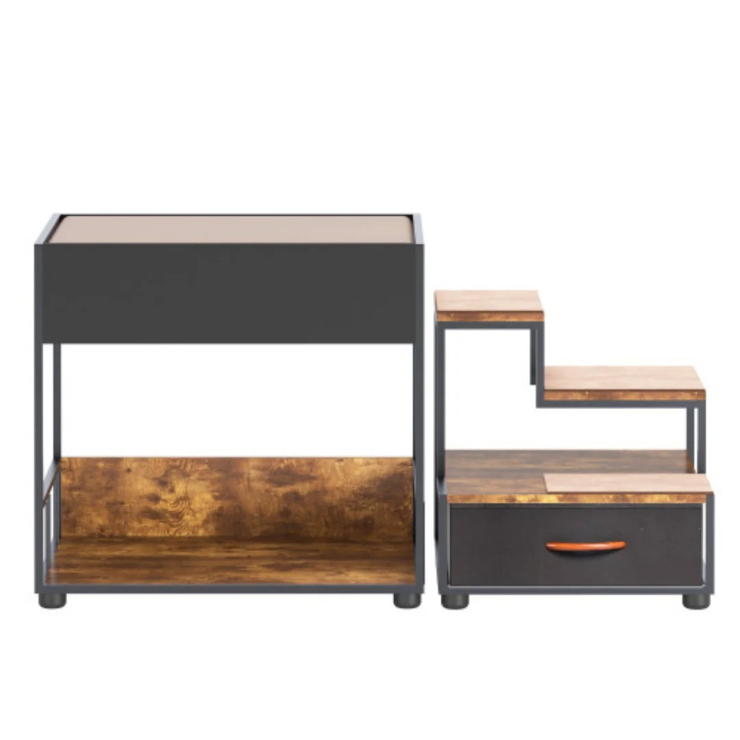 Elevated Dog Bunk Bed With Integrated Pet Stair And Storage