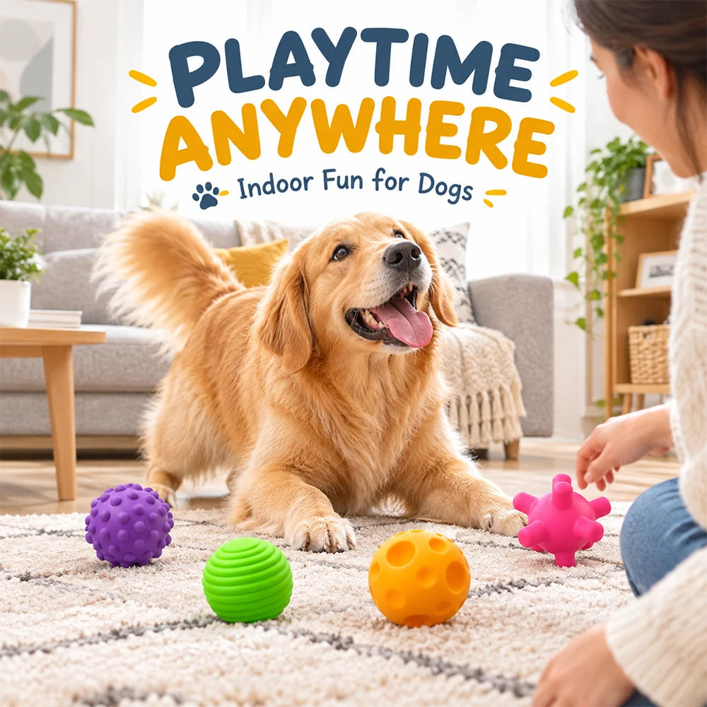 Textured Silicone Pet Chew Toy Balls For Cats And Dogs