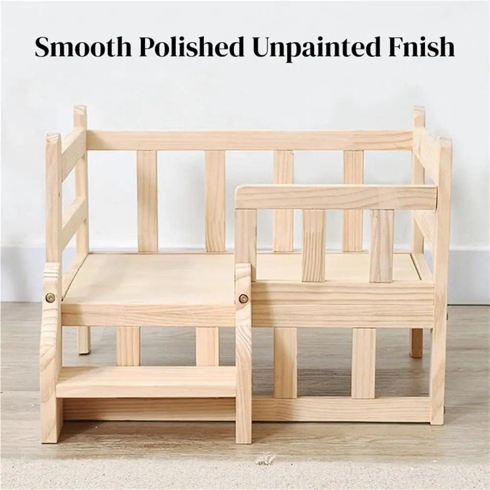 Raised Dog Bed With Solid Wood Frame And Removable Cushion