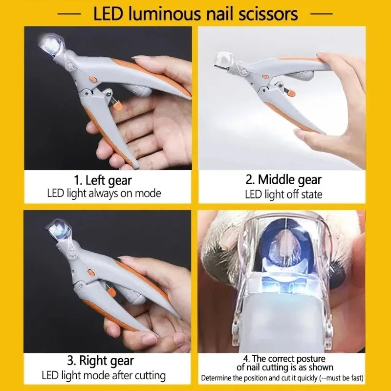 Stainless Steel Led Pet Nail Clipper With Built In Light