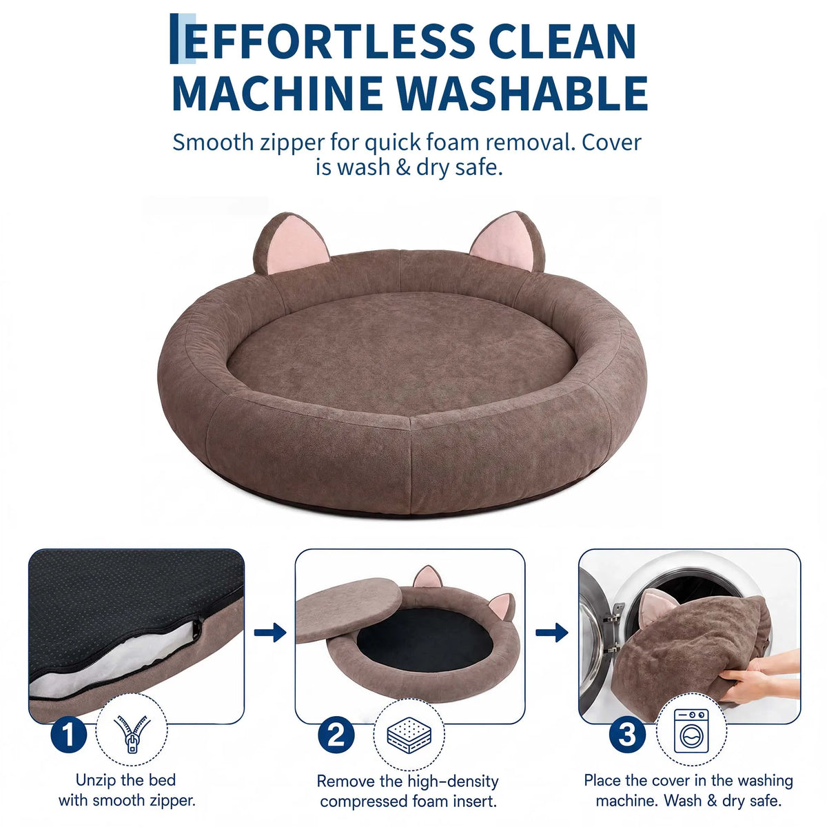 Orthopedic Memory Foam Round Dog Bed With Supportive Bolster Cushions