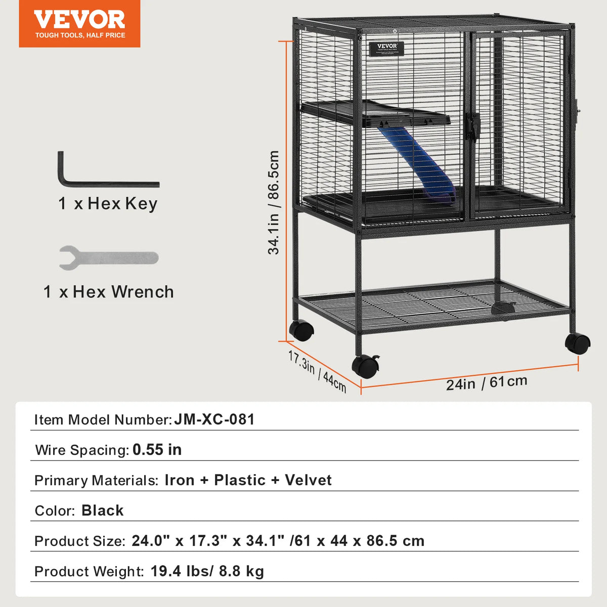 Durable Rolling Metal Multi Level Small Animal Cage