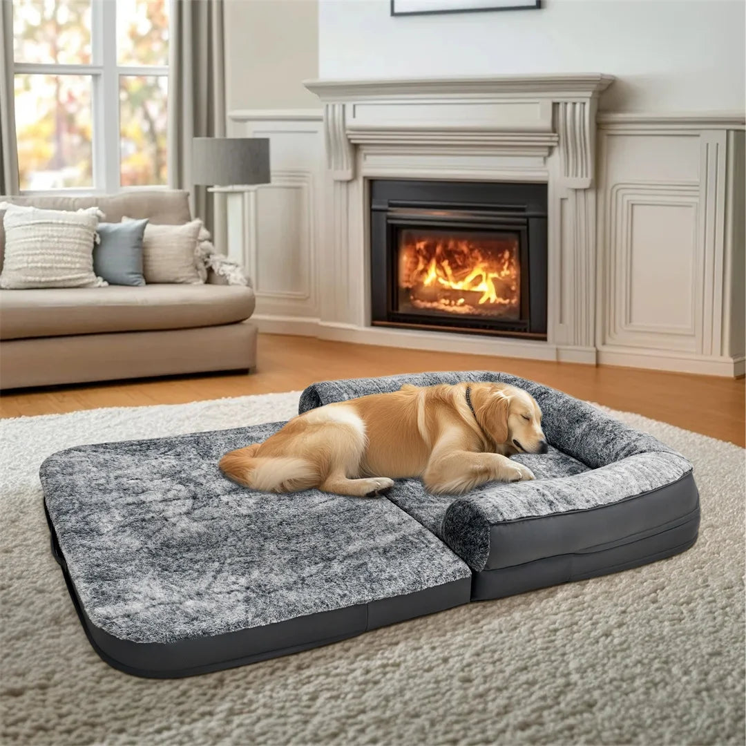 BINGOPAW Foldable Orthopedic Giant Dog Bed With Plush Cover