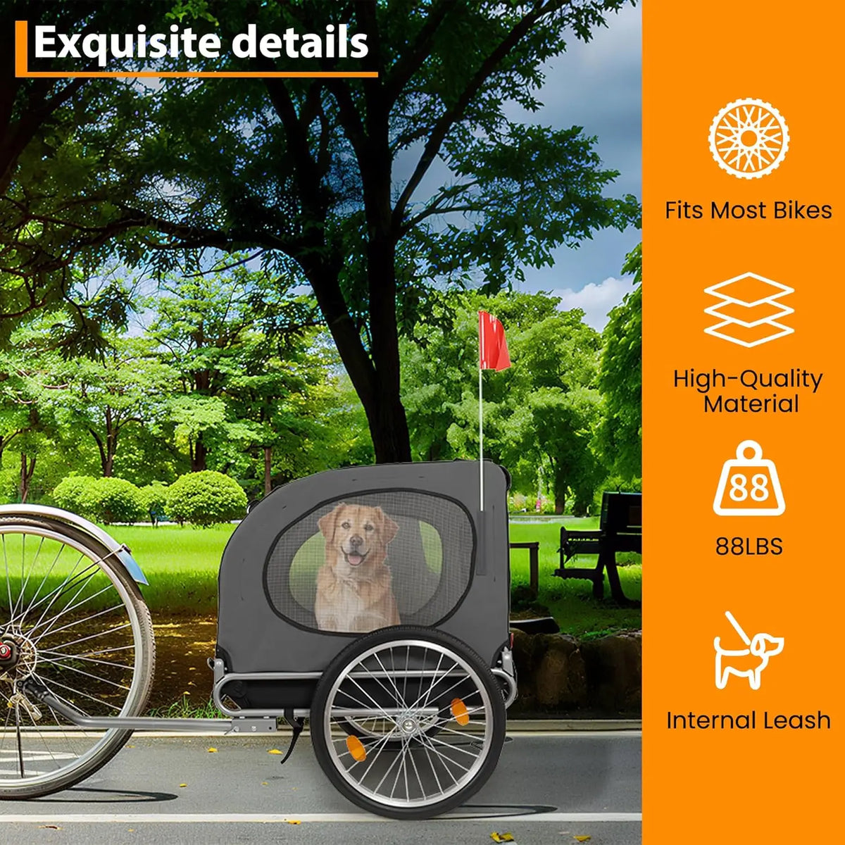 HiMiss Dog Bike Trailer And Jogging Stroller With Waterproof Frame