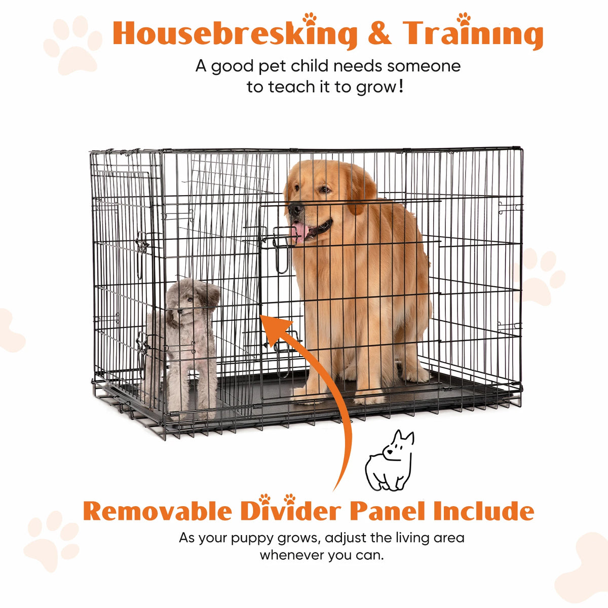 Jhk Folding Metal Wire Dog Crate With Leak Proof Tray