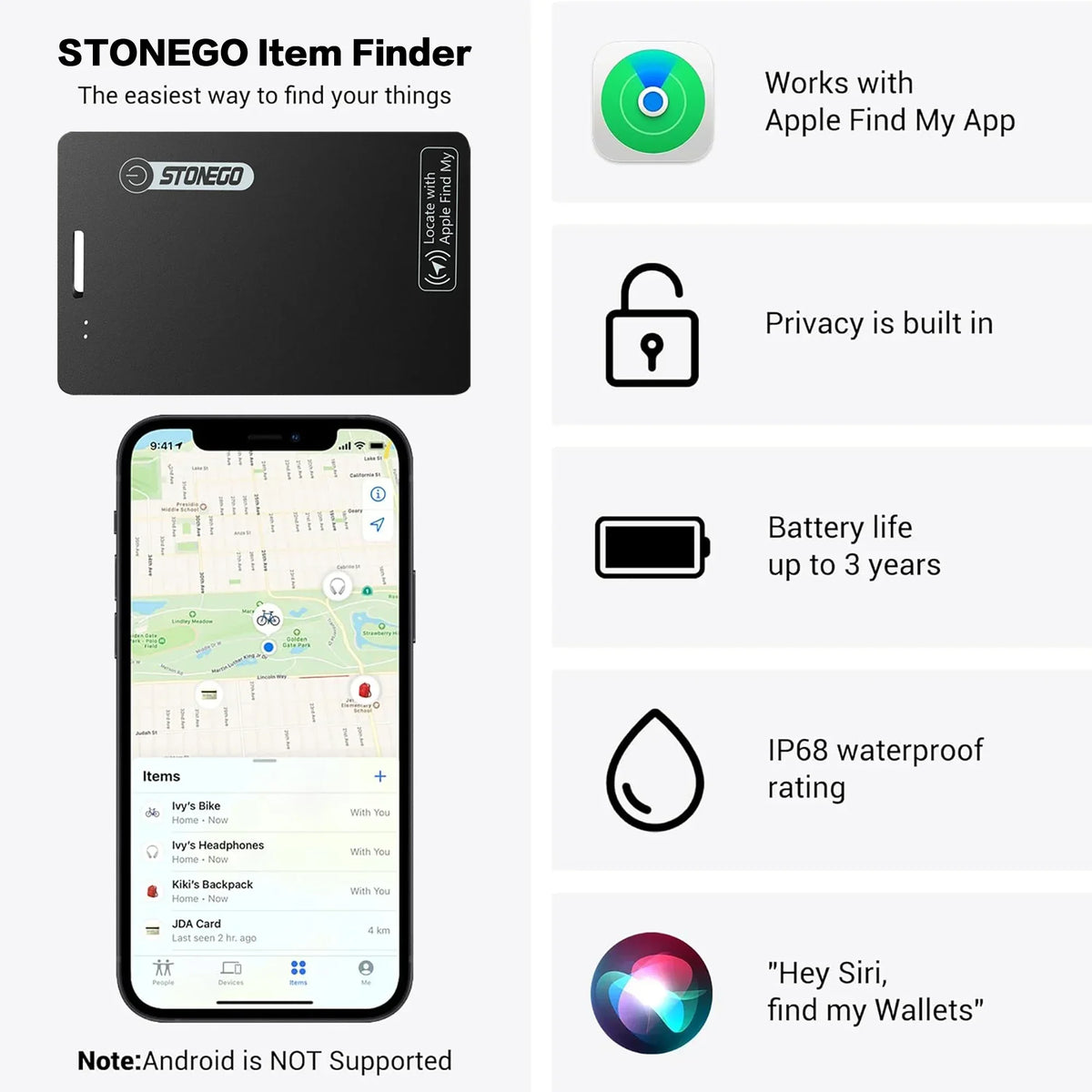 Stonego Rechargeable Bluetooth Tracker For Pets And Keys