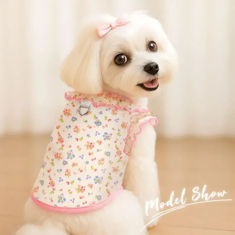 Breathable Ruffle Sleeves Pet T Shirt For Small Dogs