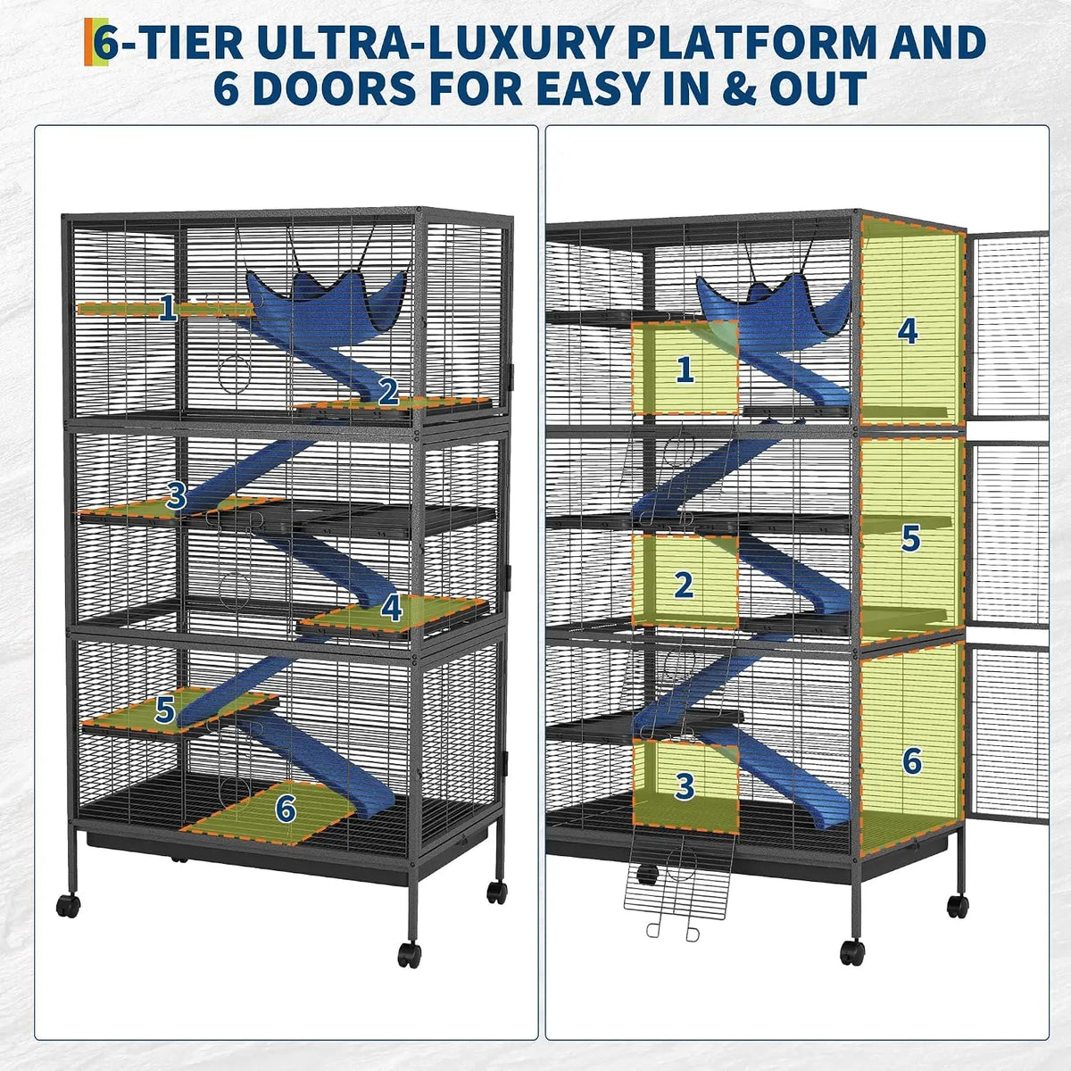 Twister Multi Level Small Animal Cage With Hammock And Shelves