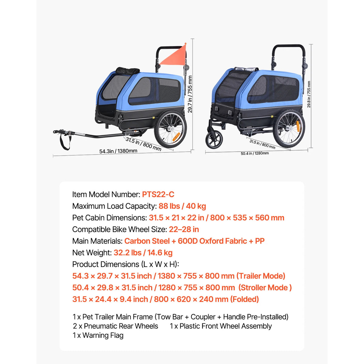 Secure Bicycle Trailer And Versatile Two In One Pet Stroller