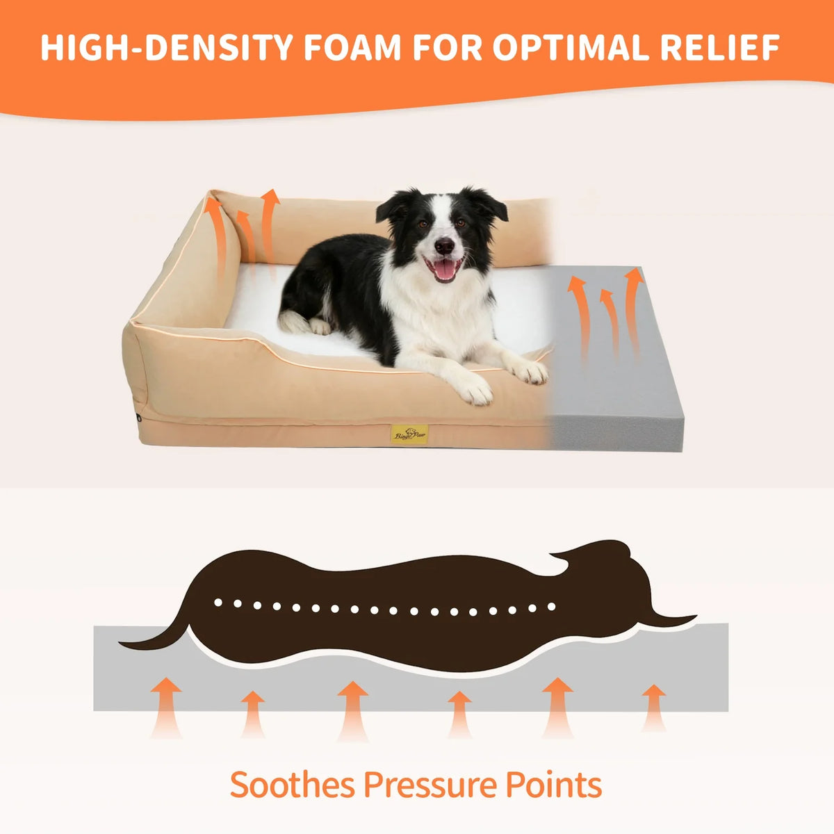 Bingopaw Orthopedic Faux Fur Dog Bed With Waterproof Bolster Lining